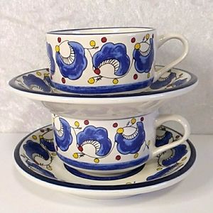 BUFFALO CHINA Cappuccino Cups & Saucers 10 oz Retired Olive Garden Cups (Set 2)